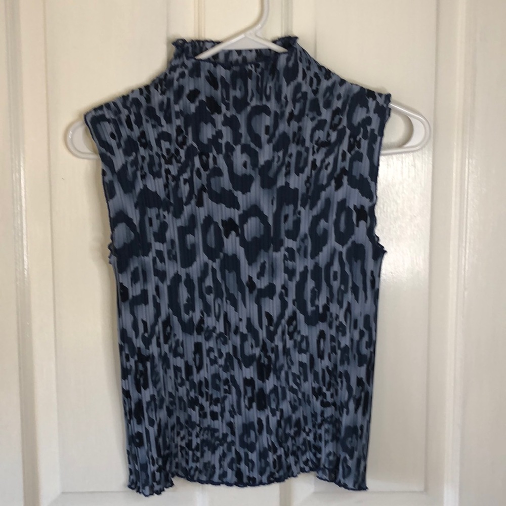Blue sheer animal print top